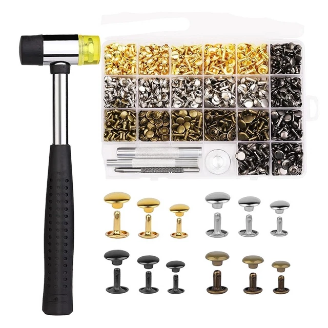 Kit de 480 Rivets en Cuir 4 Couleurs Rivets à  Capuchon Rivets 3 Tailles pour W1