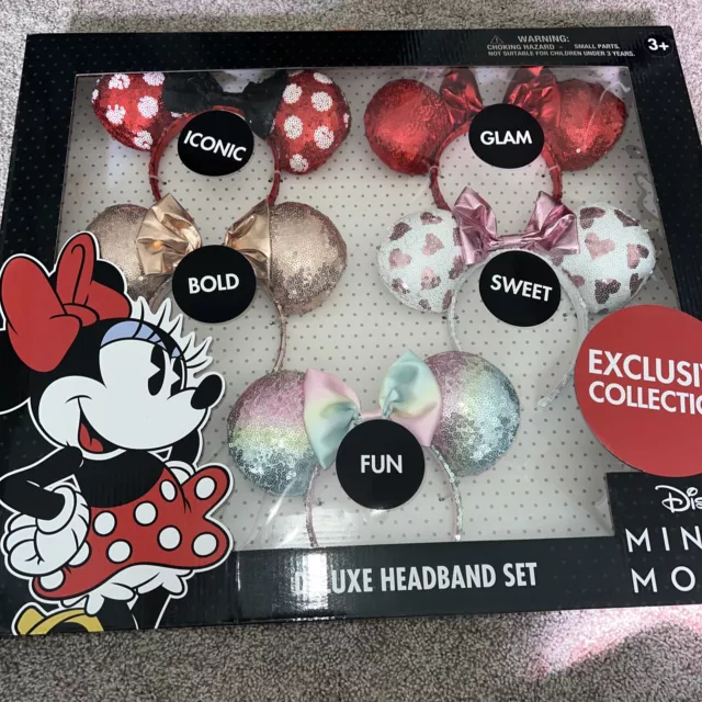 Disney Exclusive Collection Minnie Mouse Deluxe 5 Headband Set Ears BRAND NEW