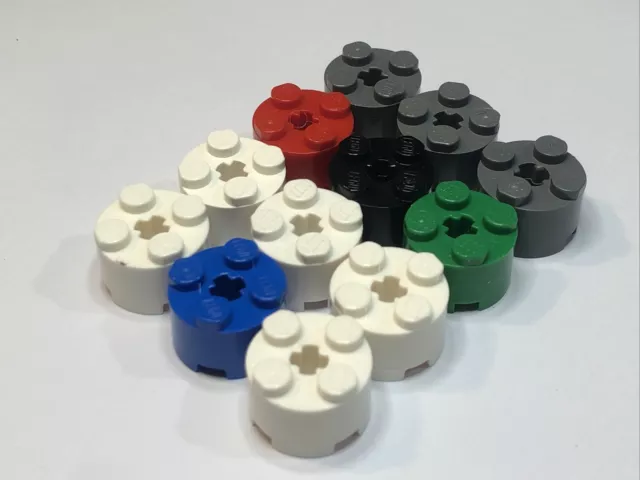 Lego Round Axle Hole 2x2 Brick JOB LOT of 12 Mixed Colour 6116 6143