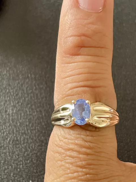 14KT YELLOW GOLD 1.00 CT Ceylon Blue Sapphire Ring. Size 7 (FL194) $495 ...
