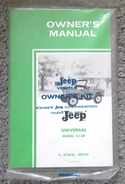 New Vtg Nos Sealed Jeep Model Cj-3B 4-Wheel Drive Willys Owners Manual Booklet