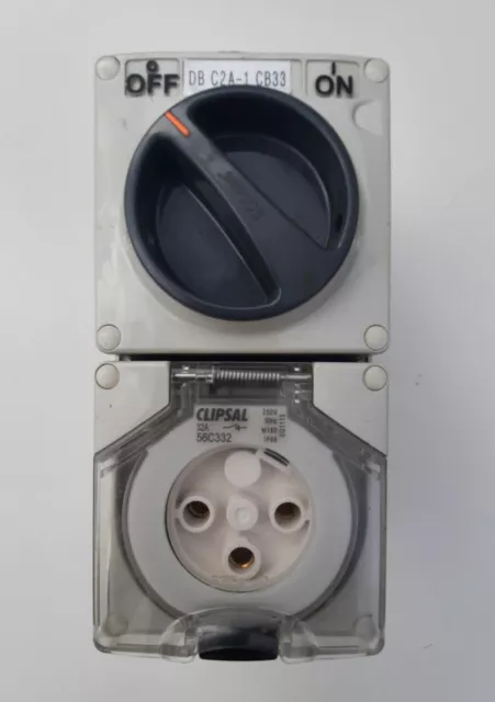 Clipsal 56 Series grey 32A single phase outlet