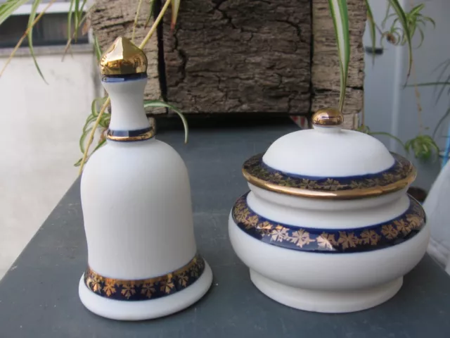 Splendido lotto campana-scatola  in porcellana di capodimonte