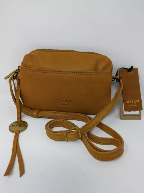 MARGOT Leather Cognac Small Ryan Phone Crossbody Shoulder Bag NWT $100
