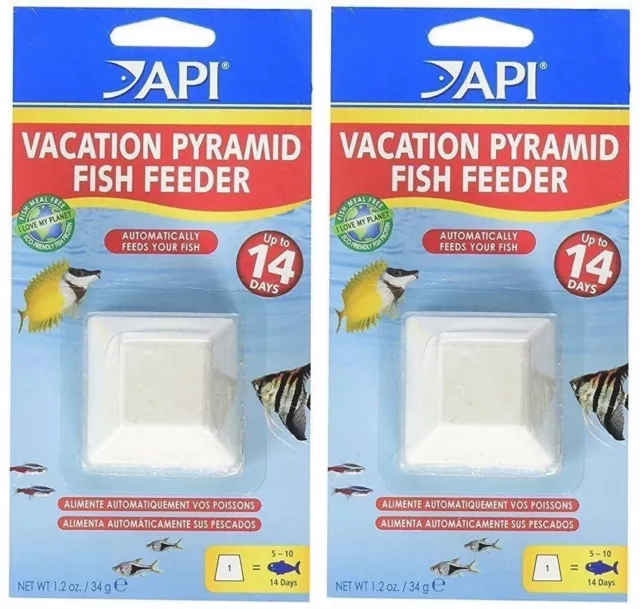 Alimentador de vacaciones de peces API alimenta sal de peces o agua dulce hasta 14 días 2 paquetes