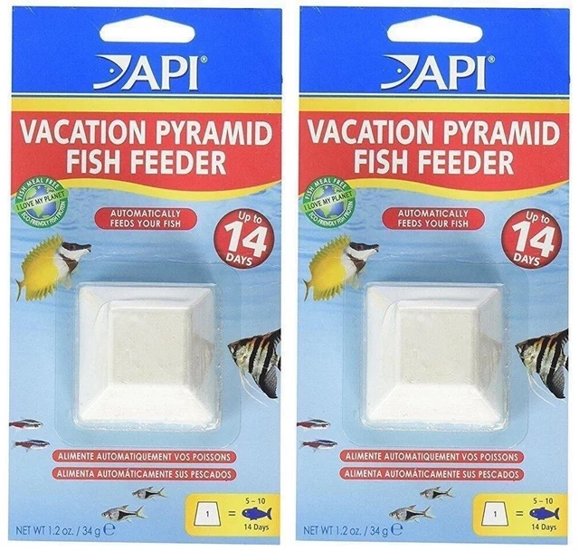 Alimentador de vacaciones de peces API alimenta sal de peces o agua dulce hasta 14 días 2 paquetes
