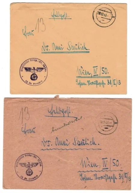 Konvolut Feldpostbriefe an Saulich Wien Lublin Dresden Paris Dienststempel