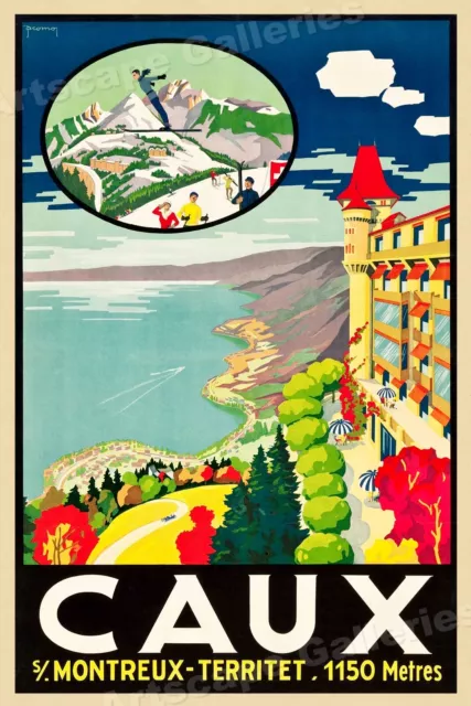 Caux Switzerland 1920s Resort Vintage Style Travel Poster - 24x36