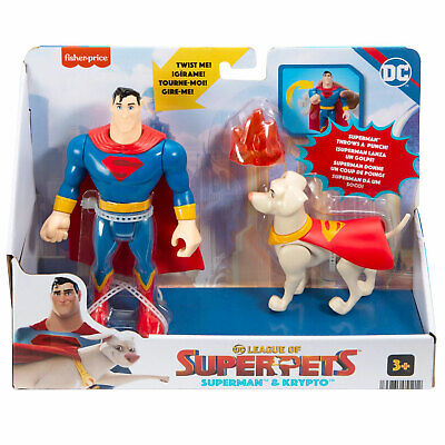 Fisher-Price DC League Of Super-Pets Superman & Krypto Figurines Tout Neuf