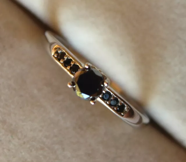 Moissanite Noire de 0,45 ct - Bague Argent 925 avec Spinelles Noirs 2