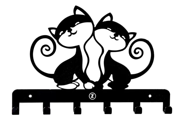 Twin Kitten Metal Key Holder Key Rack Wall Mounted Cloth Hanger Key Hanging