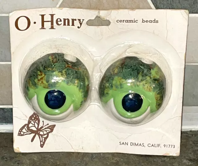 Vintage O. Henry Ceramic Frog Eye Beads 2" for Macrame King Kroker Craft Pattern