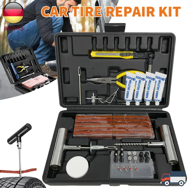 Auto Reifenreparatur Set PKW Pannenset 47tlg Vulkanisier Flickzeug + Zange 2024