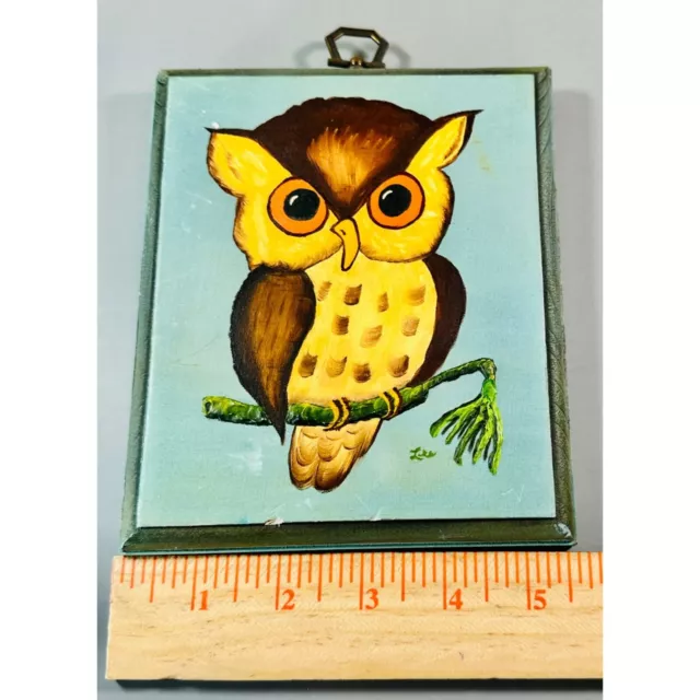 Signed Cute Owl Wood Plaque Decorative Handmade Hand Painted Wall Hanging