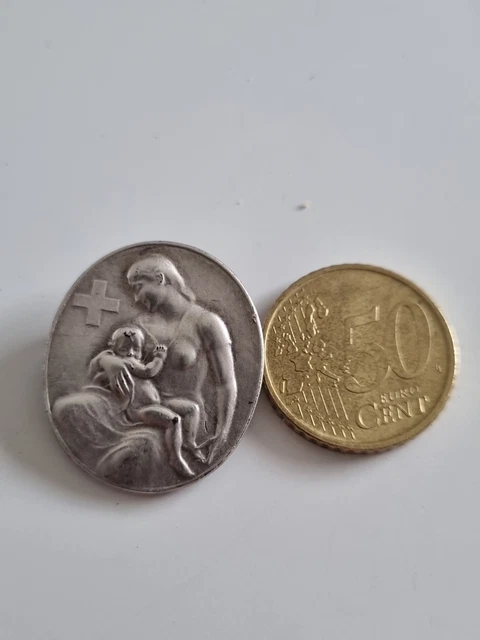 Broche Vintage Argentée Signée Huguenin - Fête Nationale Suisse 1er Août 1945 - Occasion