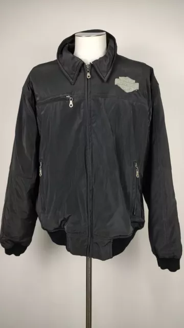 HARLEY DAVIDSON Veste avec Doublure Homme Taille L Vintage Rembourré Veste Homme