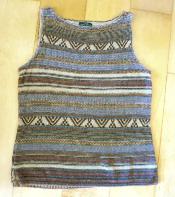 LRL Ralph Lauren Southwestern Linen Tank Top Sleeveless Aztec Sweater Medium