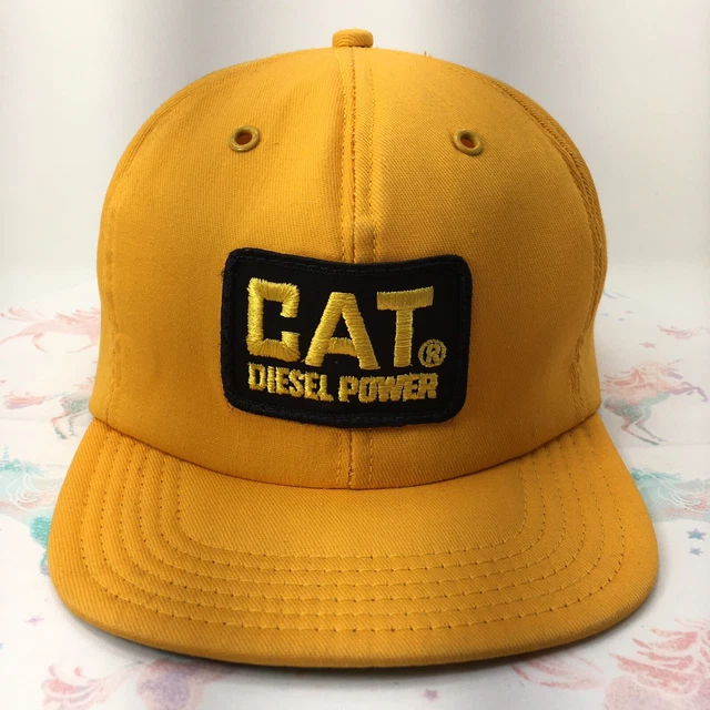 0017 Vintage CAT Diesel Power Snapback Trucker Hat Cap Caterpillar 80s Patch VTG