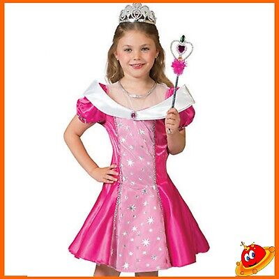 Costume Carnevale Ragazza Bambina Principessa Regina Rosa  Tg 3-9 anni