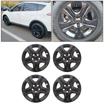 4 x Glossy Black For 2013-18 Toyota Rav4 17" Hub Caps Full Rim Wheel Skin Covers