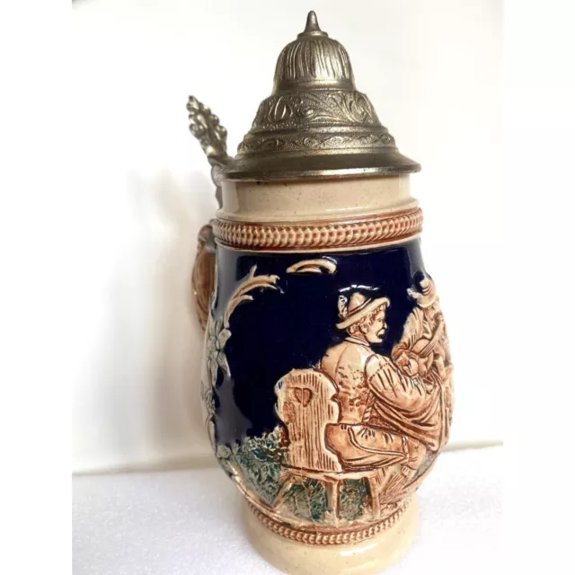 Vintage Original German  Beer Stein Stoneware Mug “Das lieben wir: Froh beim Bie