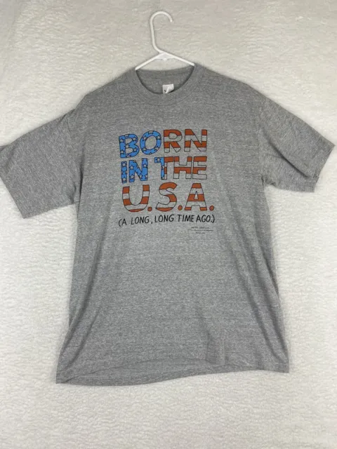Vintage Single Stitch Born In The USA American T Shirt Gray Size XL