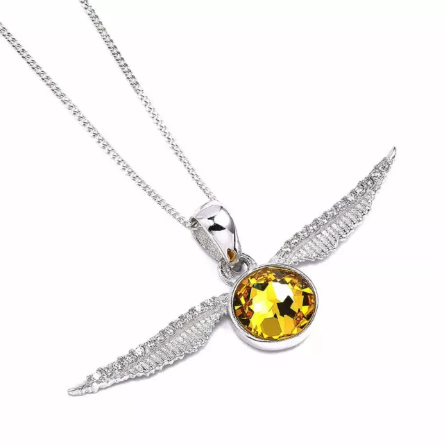 Harry Potter Crystal Golden Snitch Necklace Pendant - Boxed Sterling Silver
