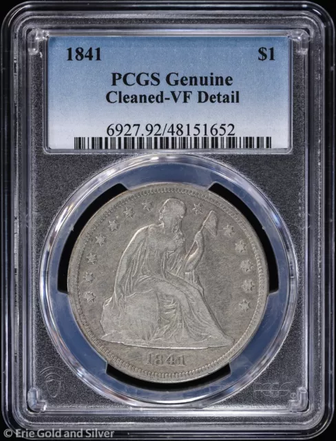 1841 $1 Seated Liberty Dollar PCGS Genuine VF Detail