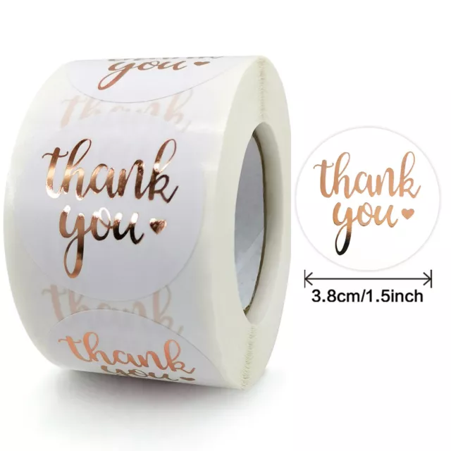 1.5" 500Pcs Thank You Stickers Lables with Gold Foil Design Roll Round Stickers