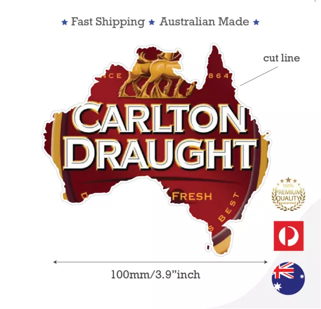 CARLTON DRAUGHT BEER AUSTRALIAN MAP STICKER DECAL  2 sizes