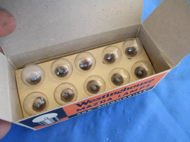 New  10 In Box Vintage Westinghouse Mazda Lamps Bulbs Cand Base 6-8 Volt  (1955)