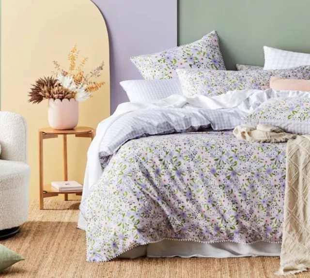 Adairs Lilac Garden Super King Quilt Cover And Pillowcase Pair RRP $239.99