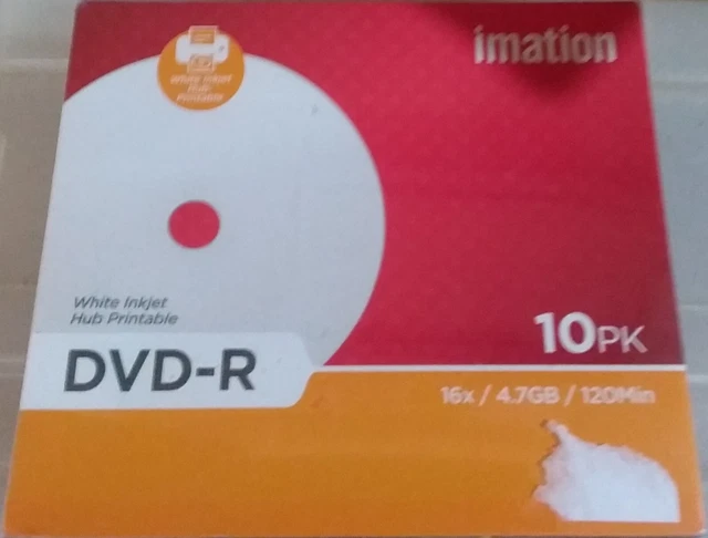 IMATION - WHITE Inkjet Hub Printable Dvd-R (16X/4.7Gb/120Min)-10Pk $2. ...