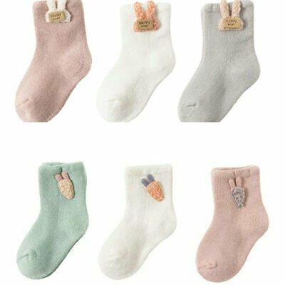 Baby Socks High Thick Winter Anti-Slip Terry Warm Cotton Toddler 3 Pairs Socks