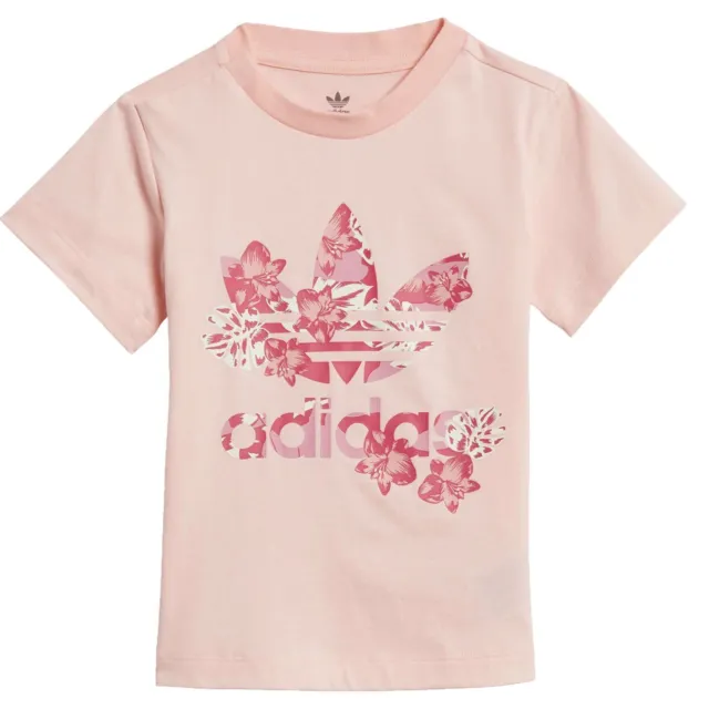Adidas Originals Trefoil tee Niñas Niños Camiseta Rosa Fucsia Flores