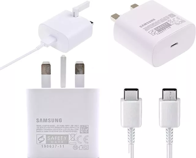 100% Genuine Samsung FAST Charger Plug OR Type C USB Cable Galaxy S8 S9 S10 S21