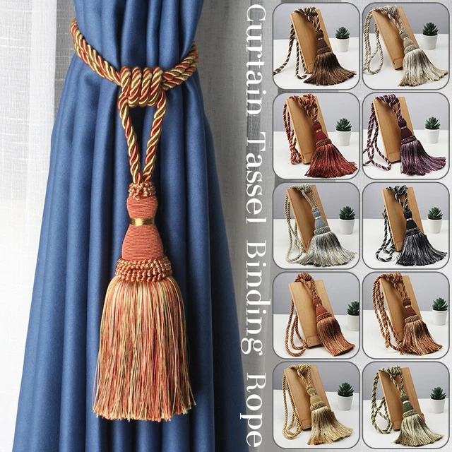 1 Pair Curtain Holdbacks Tassel Curtain Tie Backs Rope Strap Home Room Decor