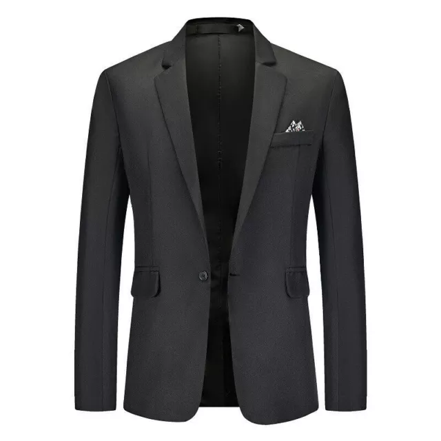 Mens Formal Blazer Jacket Business Wedding Party One Button Smart Suit Coat Tops