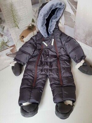 Baker by Ted Baker Grey Baby Snowsuit, Booties & Mittens Set 3-6mths