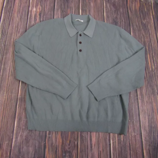 Madewell Mens XL Green Long Sleeve Henley Tee T Shirt Collared