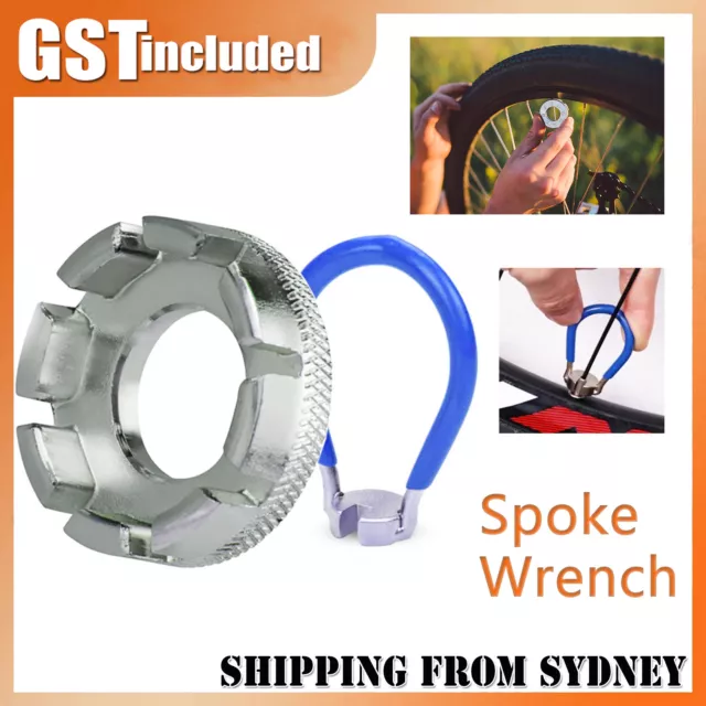 8 Way Bike Repair Spoke Wrench Tools Wheel Spoke Key Nipple +Spanner Kit AU NEW