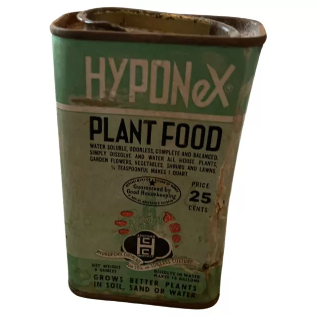 Old Vintage 1930s HYPONEX PLANT FOOD FLOWERS GRAPHIC SPICE TIN SIZE COPLEY OHIO