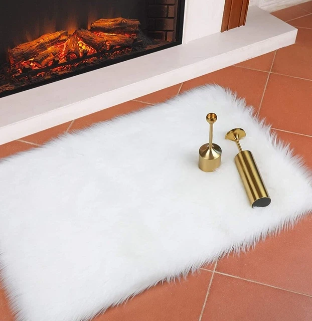 2 x 3 alfombras rectangulares de piel sintética blanca
