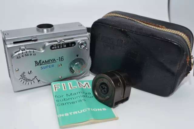 Vintage Mamiya-16 Super II Subminiature Spy Camera w/case, film cassette