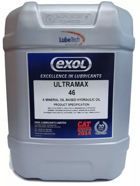 Exol Premium Anti-Wear Hydraulic Oil 46 20 Litre Din 51524 Part 2 Spec