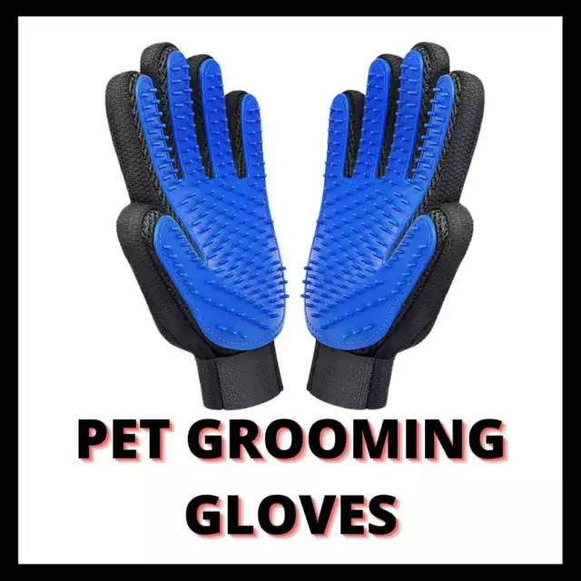 Pet Hair Remover Gloves Gentle Touch Cleaning Grooming Brush Massage Mit Dog Cat