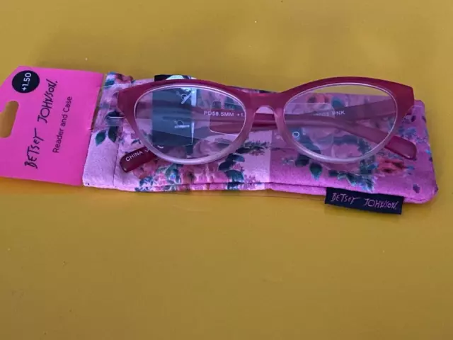 Betsey Johnson Design Damen Brille Pink +1,5 mit Etui Eye Frane Glasses BJ 2003,