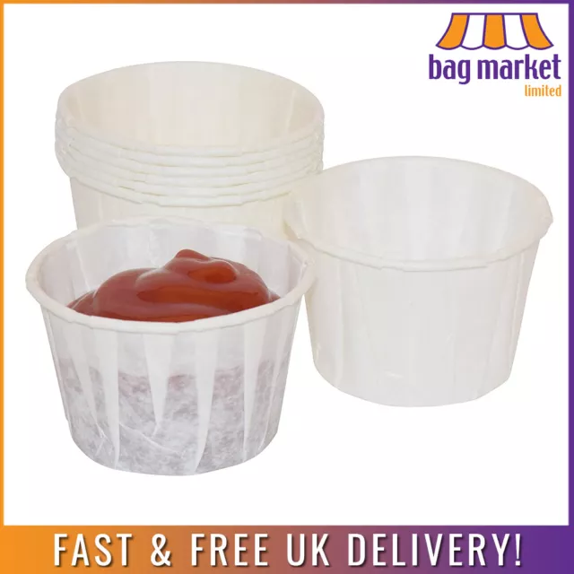 1oz Biodegradable Round Souffle / Ramekin Paper Sauce Pots | Disposable/Cup/Wax