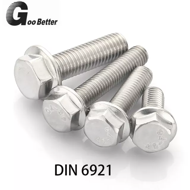 Flanged Hexagon Head Bolts Flange Hex Screws A2 Stainless Steel M5 M6 M8 M10