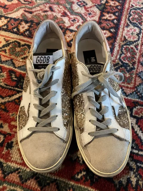 Golden Goose Suede Rose Gold Glitter Hi Star Women’s Size 41